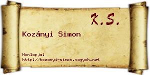 Kozányi Simon névjegykártya