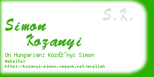 simon kozanyi business card